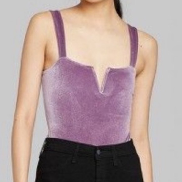 EUC [wild fable] Lavender Velvet V-Neck Tank Top Bodysuit Women’s Sz Small - Picture 3 of 14